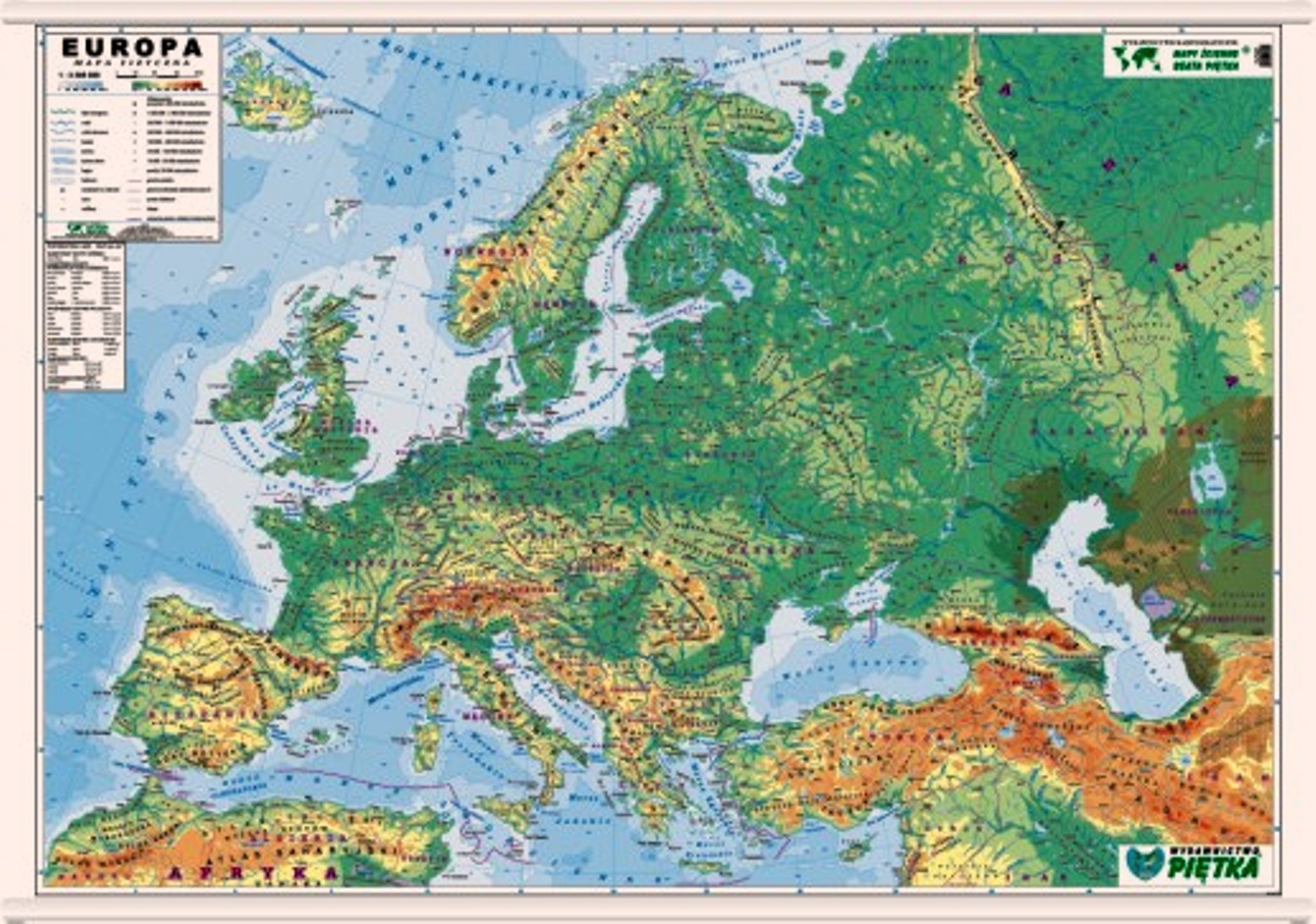 Europa. Mapa Fizyczna